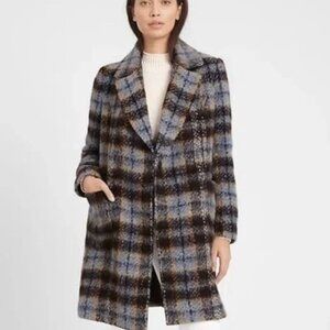 Banana Republic Blue and Brown Plaid Coat